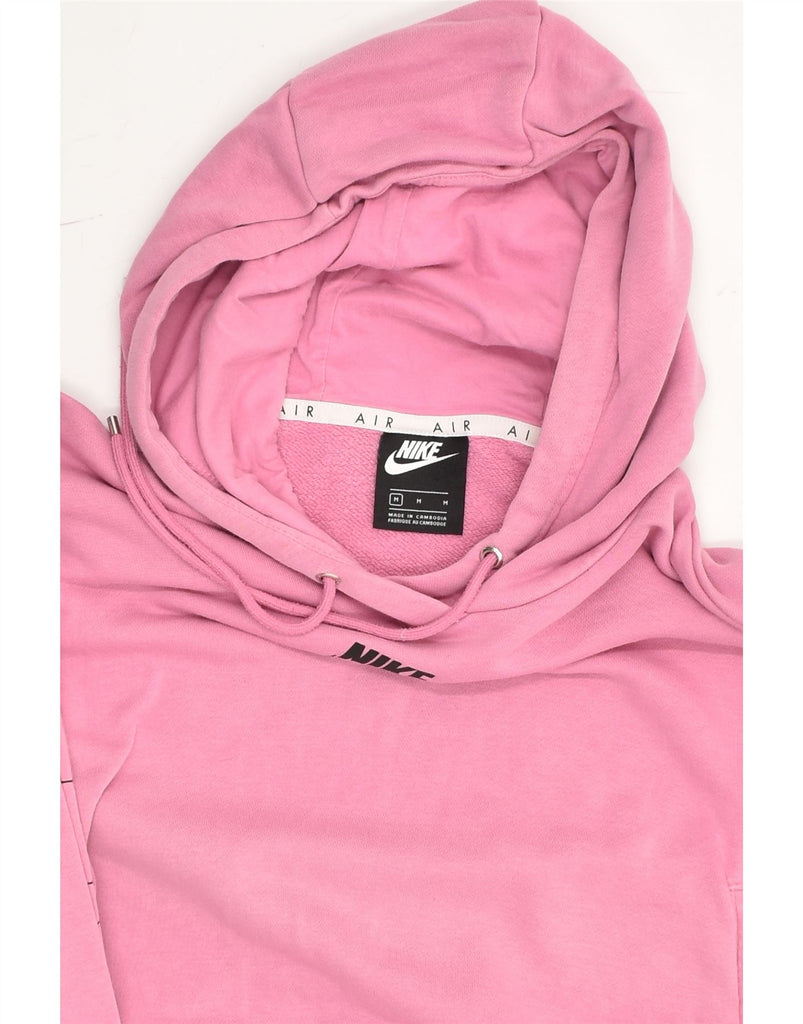 NIKE Womens Oversized Crop Hoodie Jumper UK 14 Medium Pink Cotton | Vintage Nike | Thrift | Second-Hand Nike | Used Clothing | Messina Hembry 