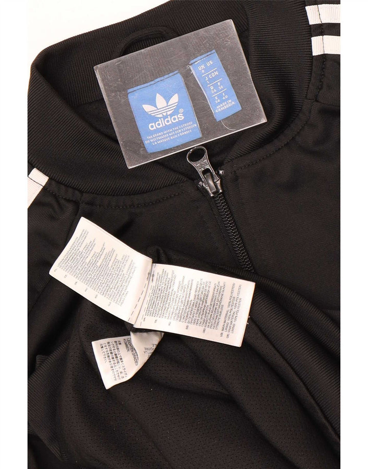 Adidas Womens Graphic Tracksuit Top Jacket UK 8 Small Black Polyester