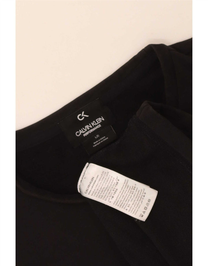 Calvin Klein Womens Top Long Sleeve UK 14 Large Black Cotton