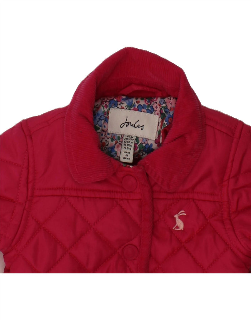 JOULES Baby Girls Quilted Jacket 3-6 Months Pink Polyester Vintage Joules and Second-Hand Joules from Messina Hembry 