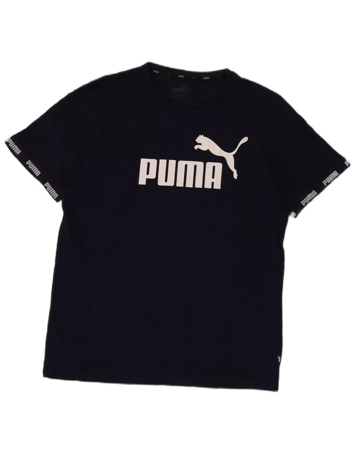 Puma Mens Graphic T-Shirt Top Large Navy Blue Cotton