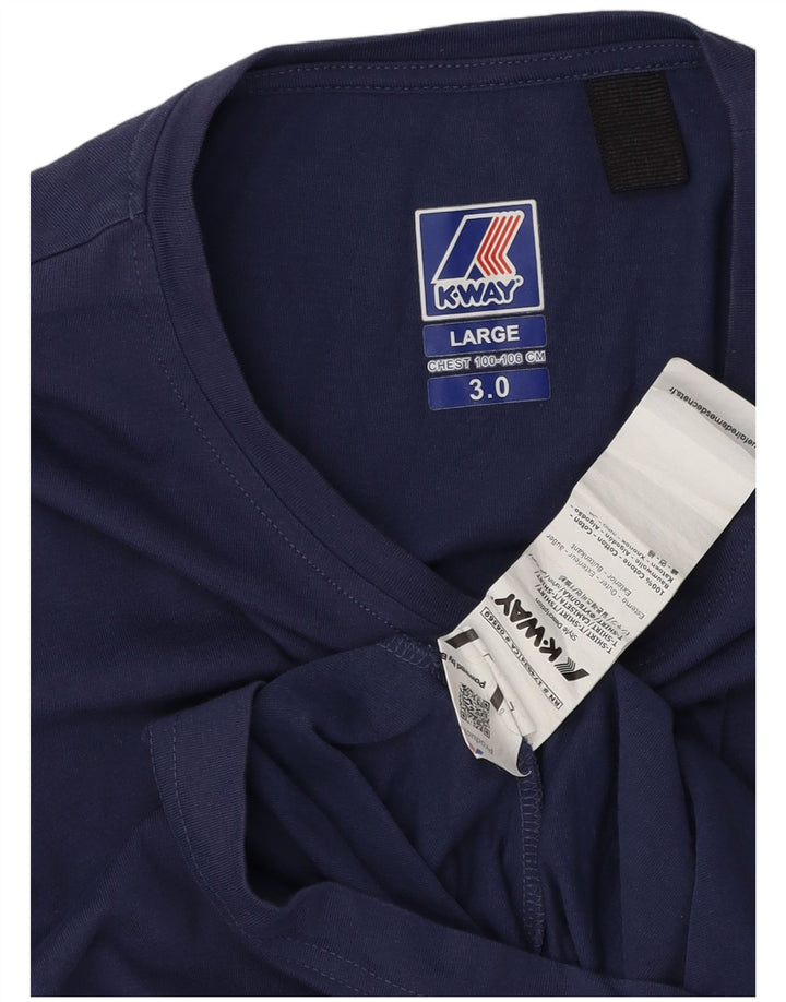 K-Way Mens T-Shirt Top Large Navy Blue Cotton