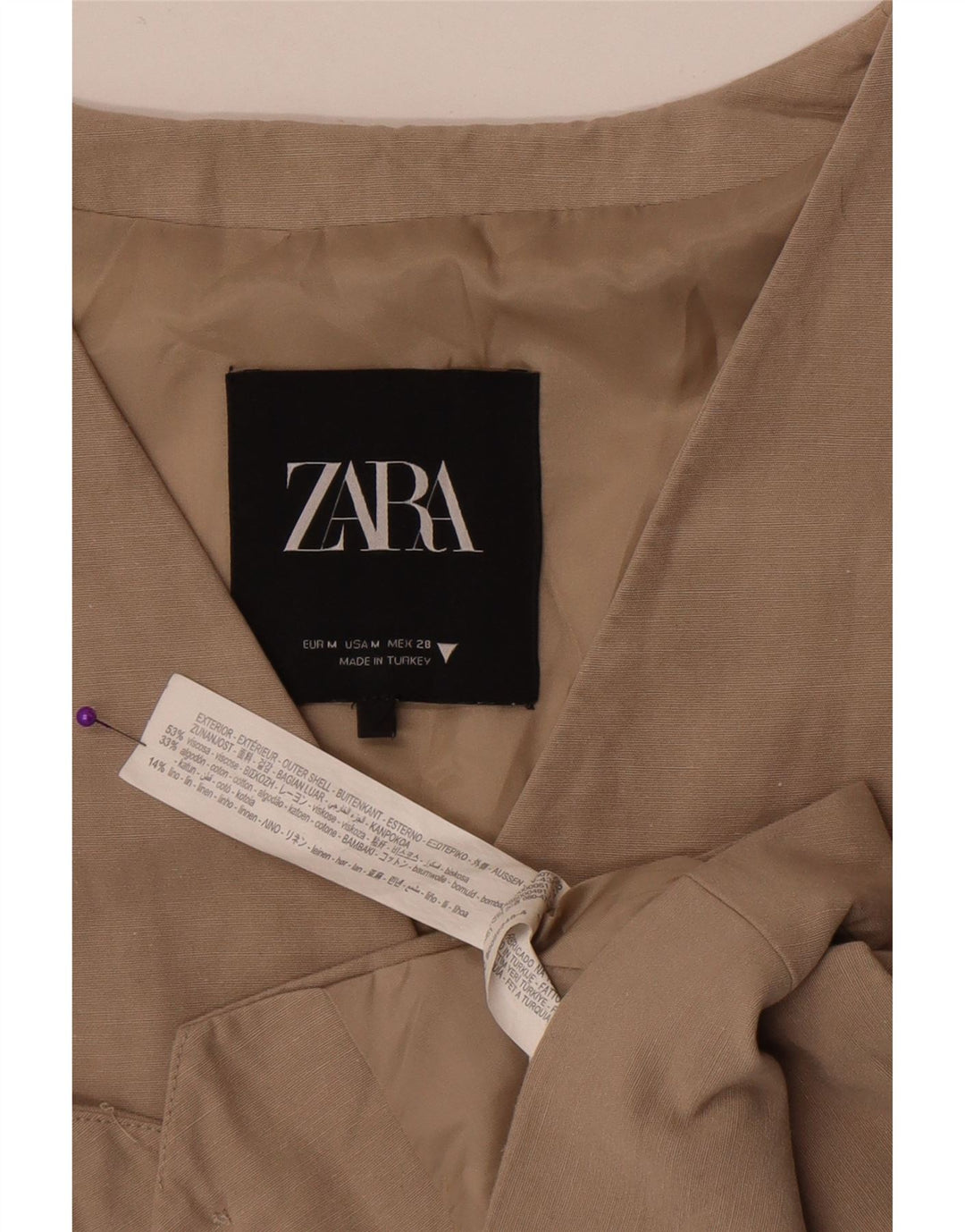 Zara Womens Waistcoat UK 12 Medium Beige Viscose