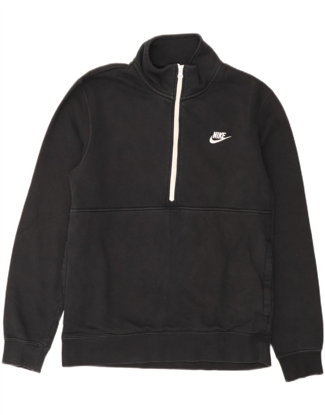 Nike Mens Zip Neck Sweatshirt Jumper Medium Black Cotton