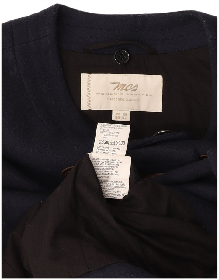MARLBORO CLASSICS Womens Duffle Coat EU 42 Large Navy Blue Polyester