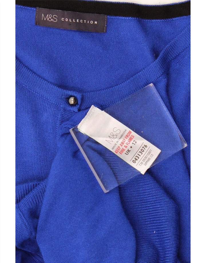 MARKS & SPENCER Womens Cardigan Sweater UK 12 Medium Blue Viscose