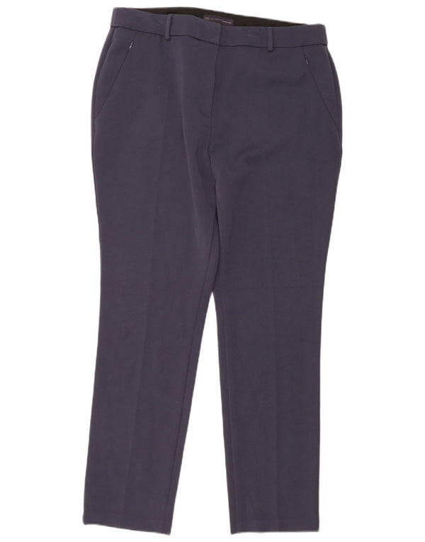 Marks & Spencer Womens High Waist Casual Trousers UK 16 Large W36 L28 Navy