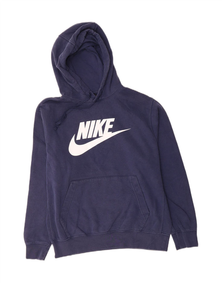 NIKE Mens Graphic Hoodie Jumper Medium Navy Blue Cotton Vintage Nike and Second-Hand Nike from Messina Hembry 