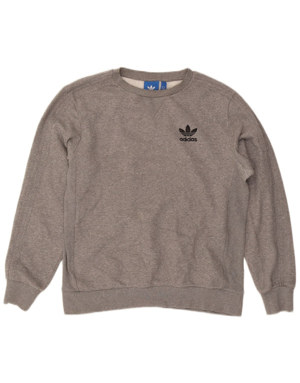 Adidas Mens Sweatshirt Jumper Medium Grey Flecked Cotton