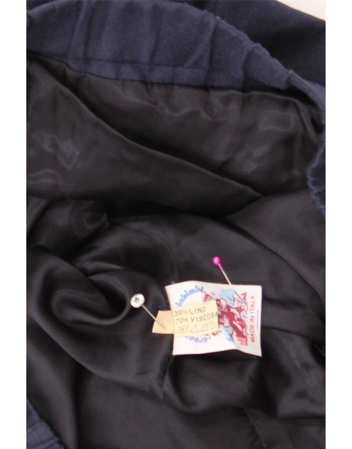 Vintage Mens Bomber Jacket Size 42 XS Navy Blue Linen
