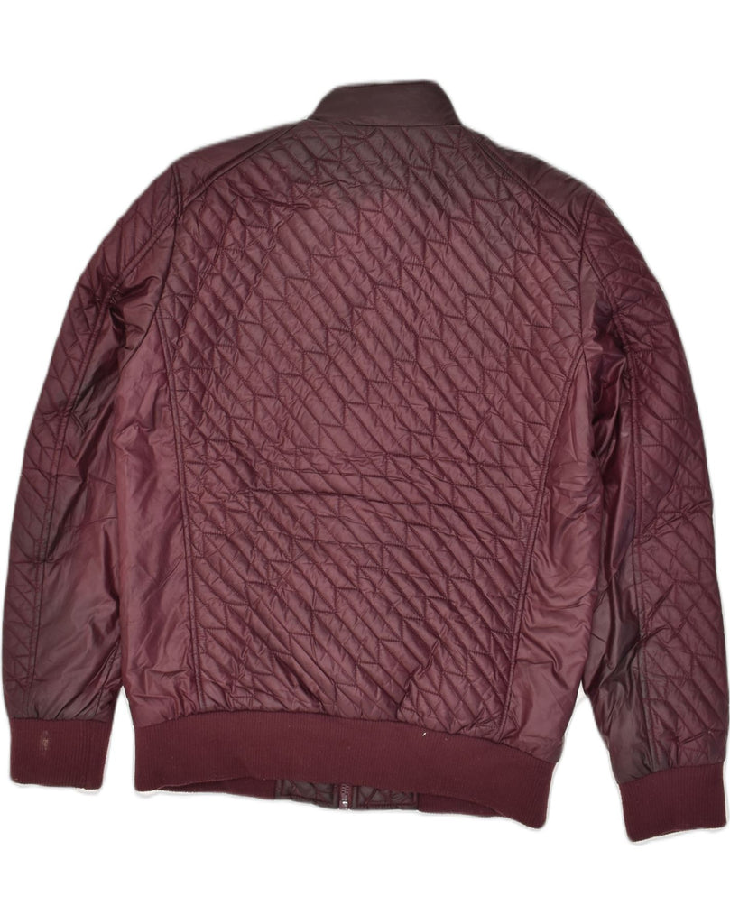 GUESS Mens Los Angeles Bomber Jacket UK 38 Medium Burgundy Polyester | Vintage Guess | Thrift | Second-Hand Guess | Used Clothing | Messina Hembry 