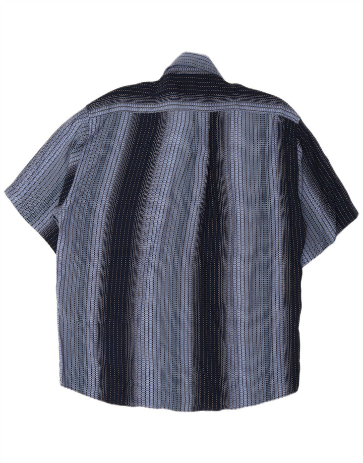 Tipo' S Mens Short Sleeve Shirt Large Navy Blue Striped Rayon