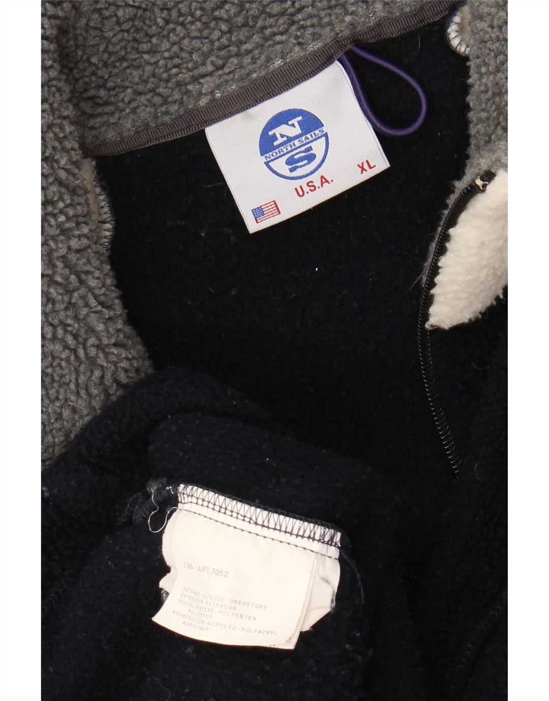 NORTH SAILS Mens Graphic Zip Neck Fleece Jumper XL Navy Blue Colourblock