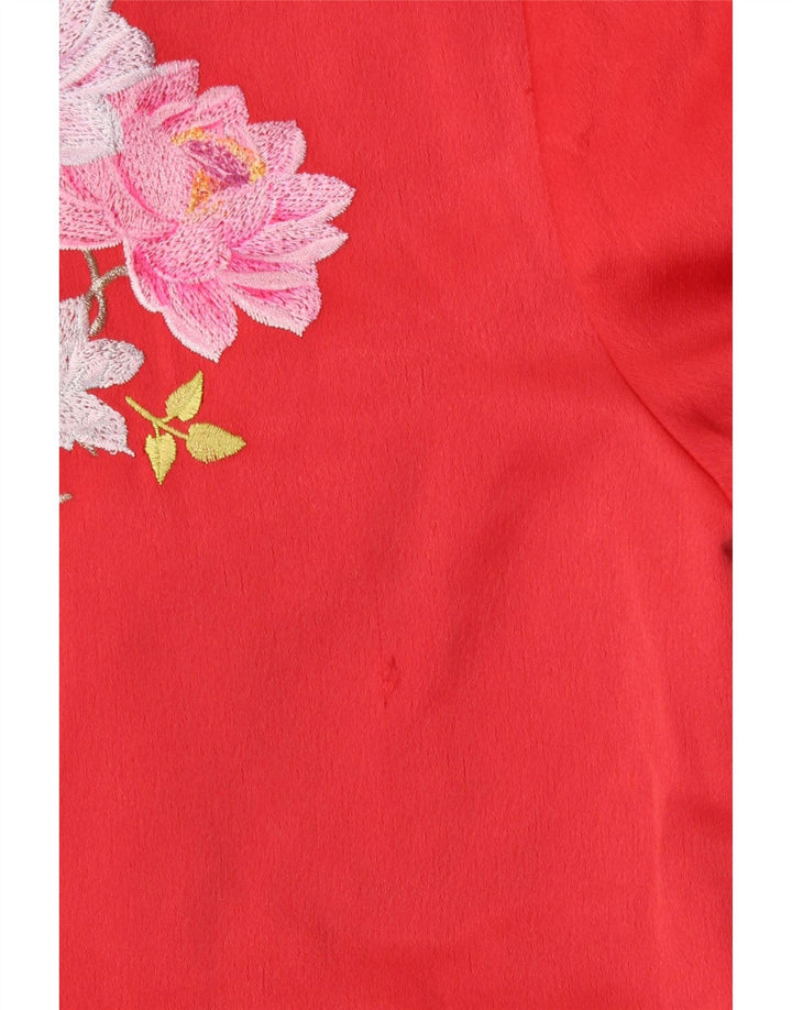 Ted Baker Womens Bomber Jacket UK 12 Medium Red Floral Polyester