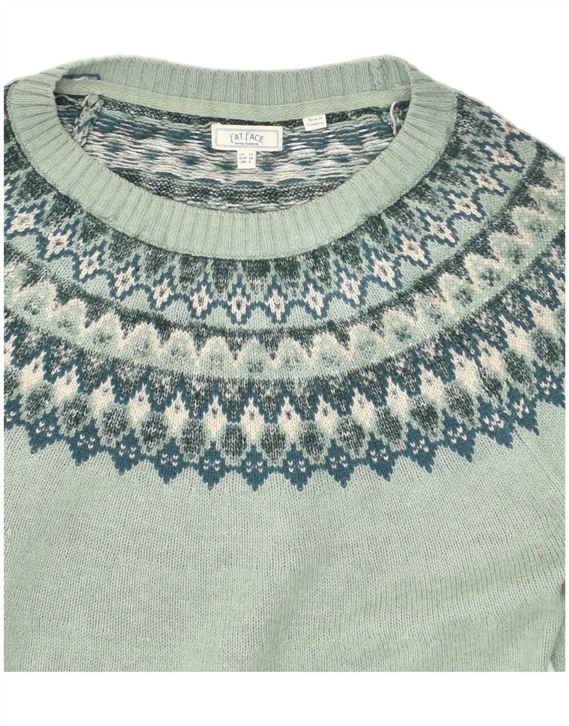 FAT FACE Womens Boat Neck Jumper Sweater UK 10 Small Green Fair Isle | Vintage Fat Face | Thrift | Second-Hand Fat Face | Used Clothing | Messina Hembry 