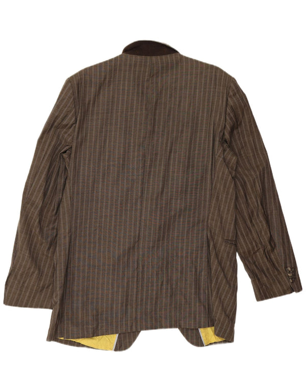 Tommy Hilfiger Mens 2 Button Blazer Jacket IT 52 XL Brown Striped Viscose