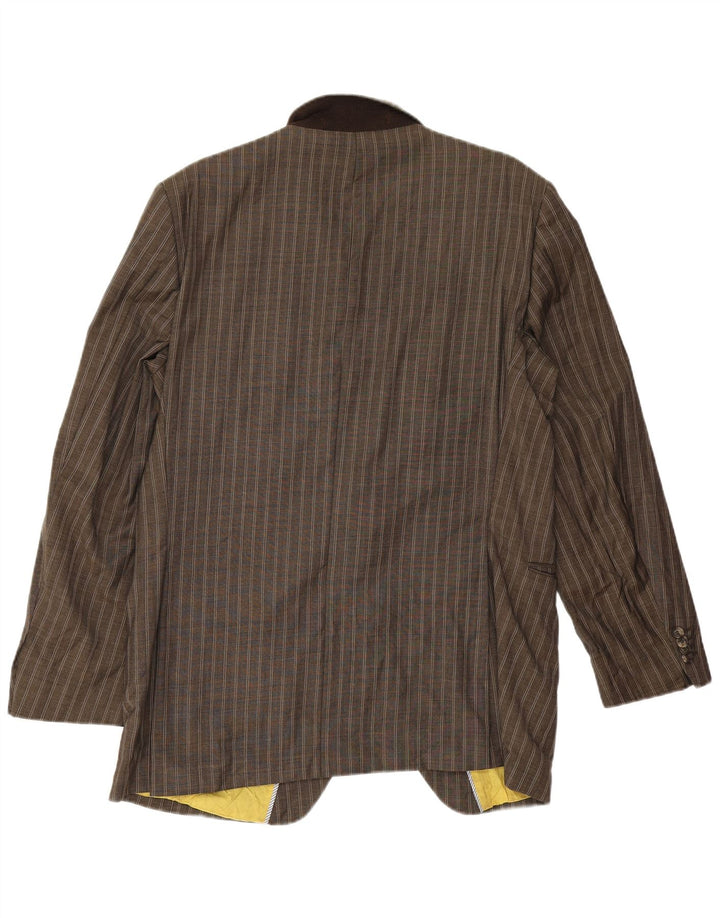 Tommy Hilfiger Mens 2 Button Blazer Jacket IT 52 XL Brown Striped Viscose