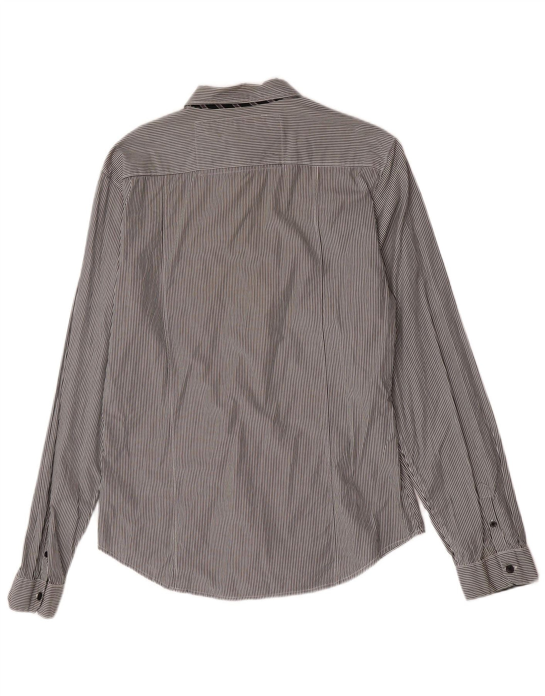 Guess Mens Classic Fit Shirt Large Grey Striped Cotton