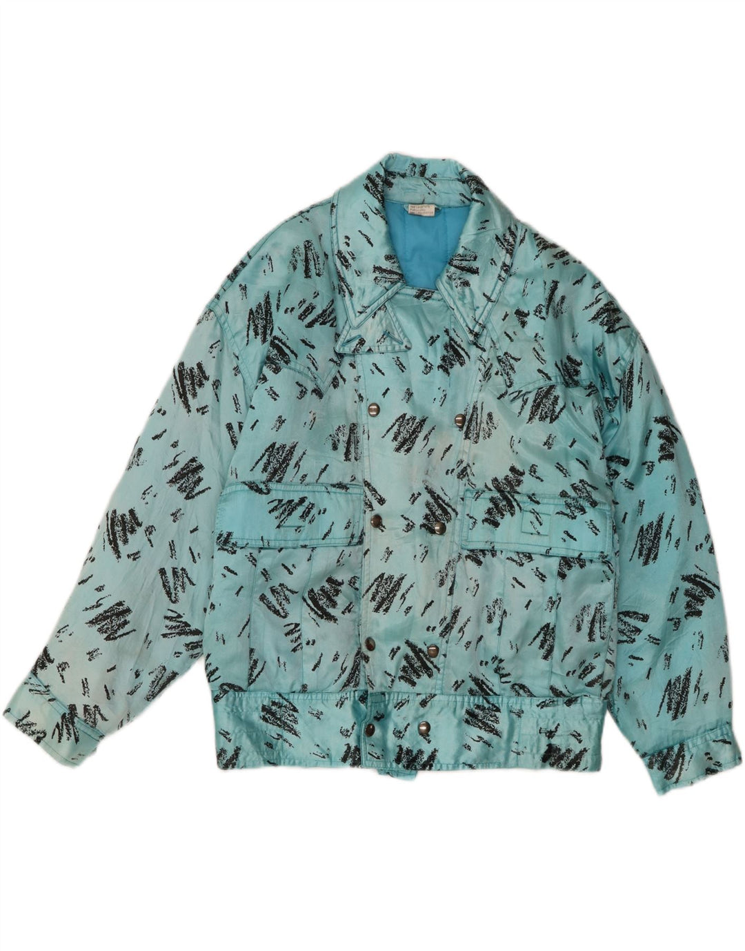 Vintage Mens Abstract Pattern Windbreaker Jacket UK 36 Small Blue