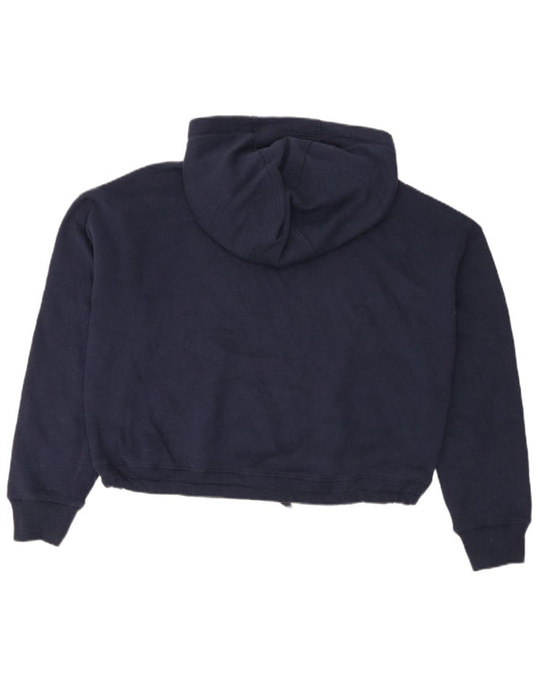 Tommy Hilfiger Womens Crop Oversized Hoodie Jumper UK 16 Large Navy Blue