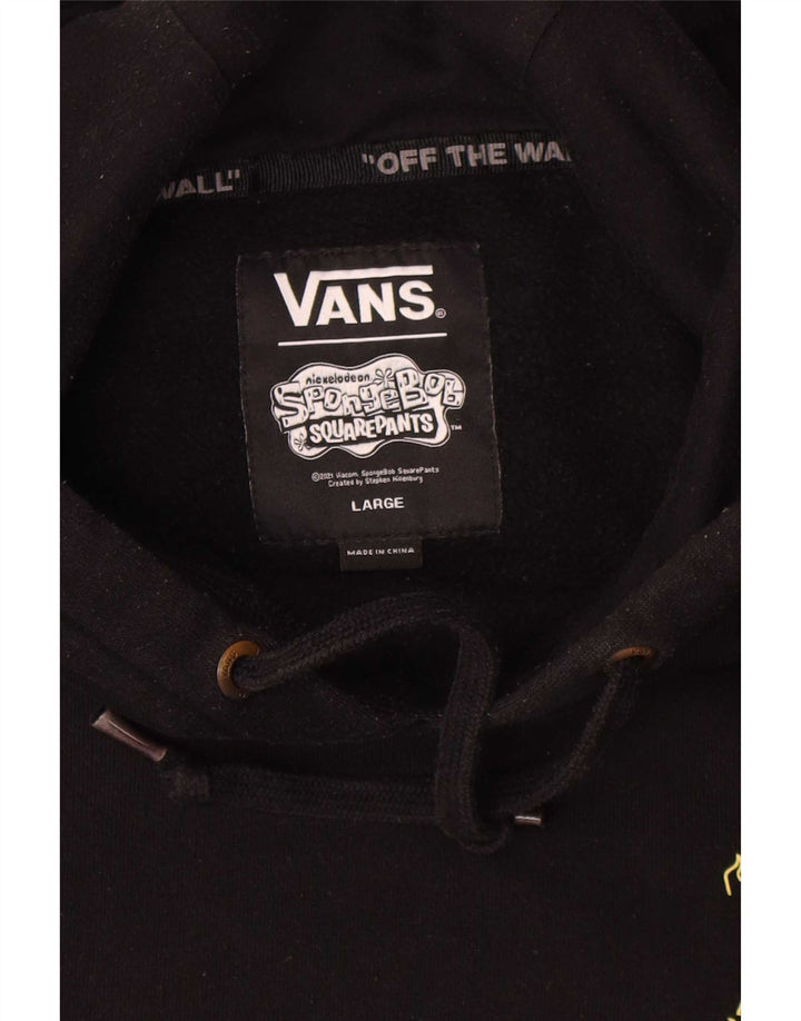 Vans Mens Graphic Hoodie Jumper Large Black Cotton