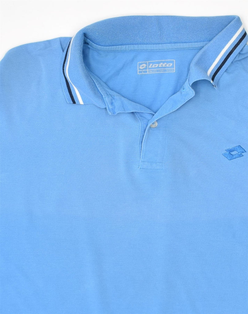 LOTTO Mens Polo Shirt Large Blue Cotton | Vintage Lotto | Thrift | Second-Hand Lotto | Used Clothing | Messina Hembry 