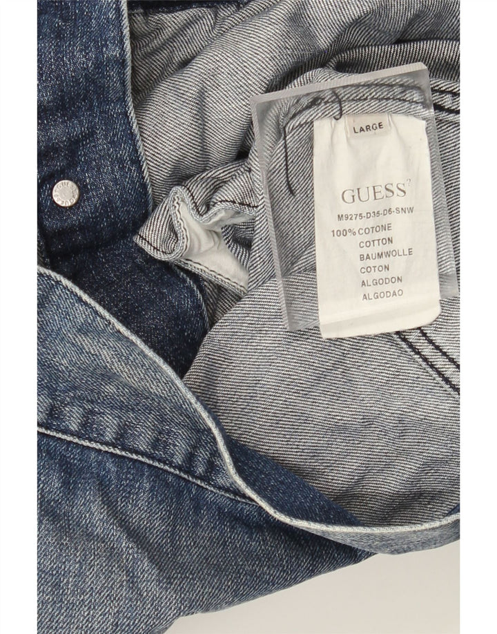 Guess Womens Denim Jacket UK 16 Large Blue Cotton