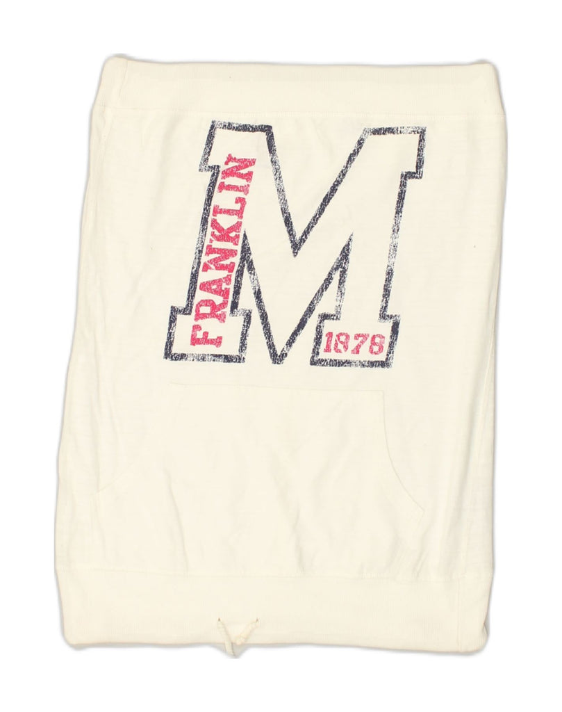 FRANKLIN MARSHALL Womens Slim Graphic Off Shoulder Top UK 14 Large White | Vintage Franklin Marshall | Thrift | Second-Hand Franklin Marshall | Used Clothing | Messina Hembry 