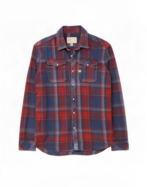 G-Star Mens Shirt Medium Blue Check Cotton