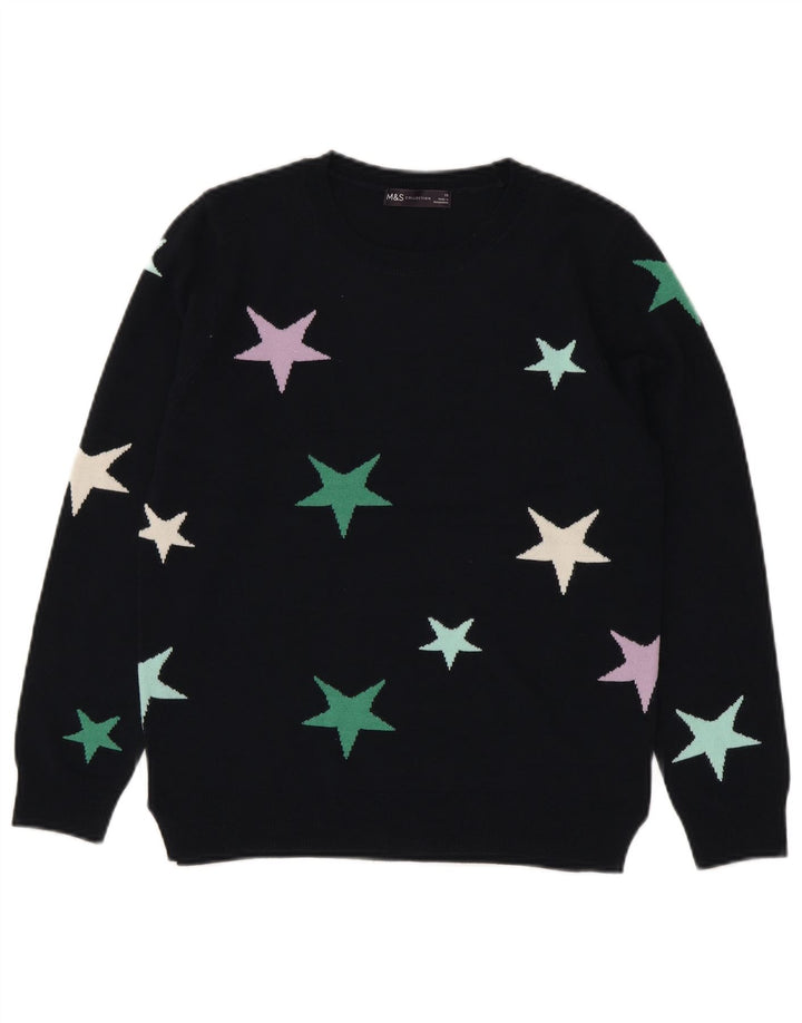 Marks & Spencer Womens Crew Neck Jumper Sweater UK 10 Small Navy Blue