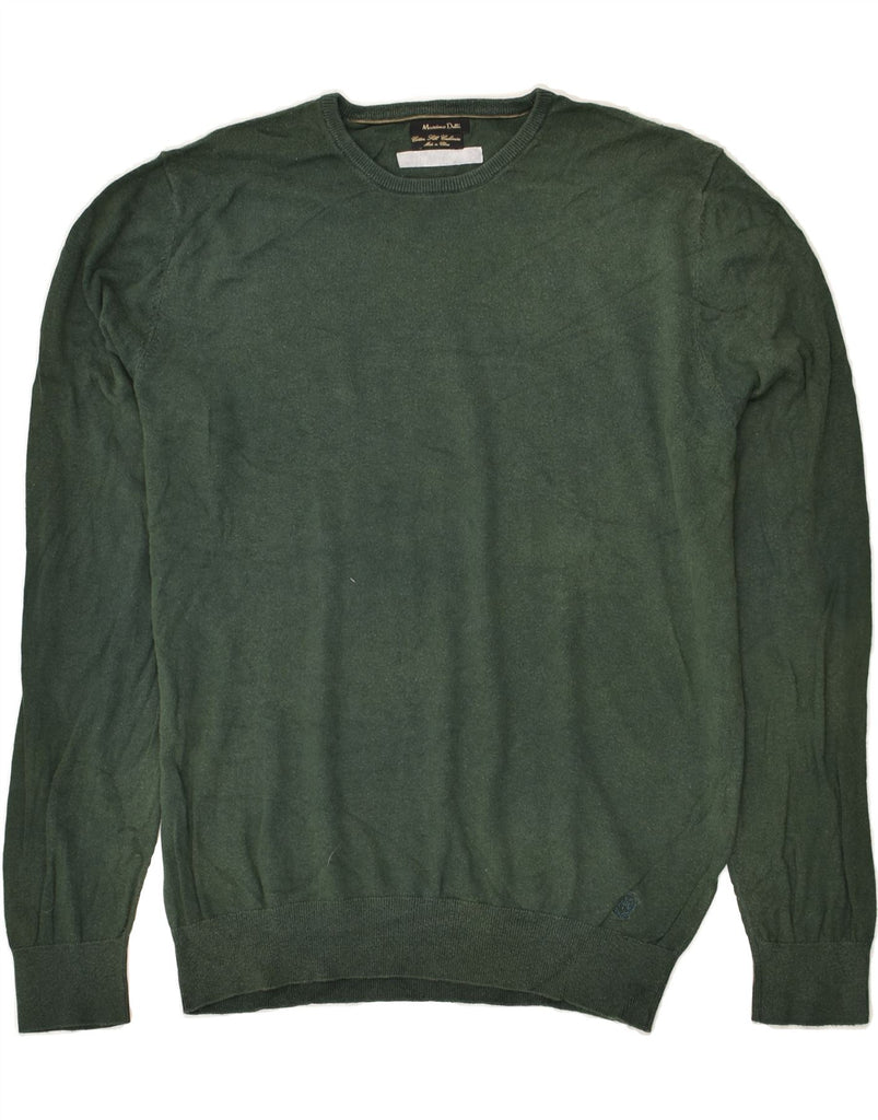 MASSIMO DUTTI Mens Crew Neck Jumper Sweater Medium Green Cotton | Vintage Massimo Dutti | Thrift | Second-Hand Massimo Dutti | Used Clothing | Messina Hembry 