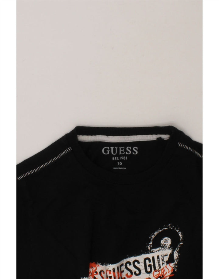 GUESS Boys Graphic T-Shirt Top 9-10 Years Black Cotton Vintage Guess and Second-Hand Guess from Messina Hembry 