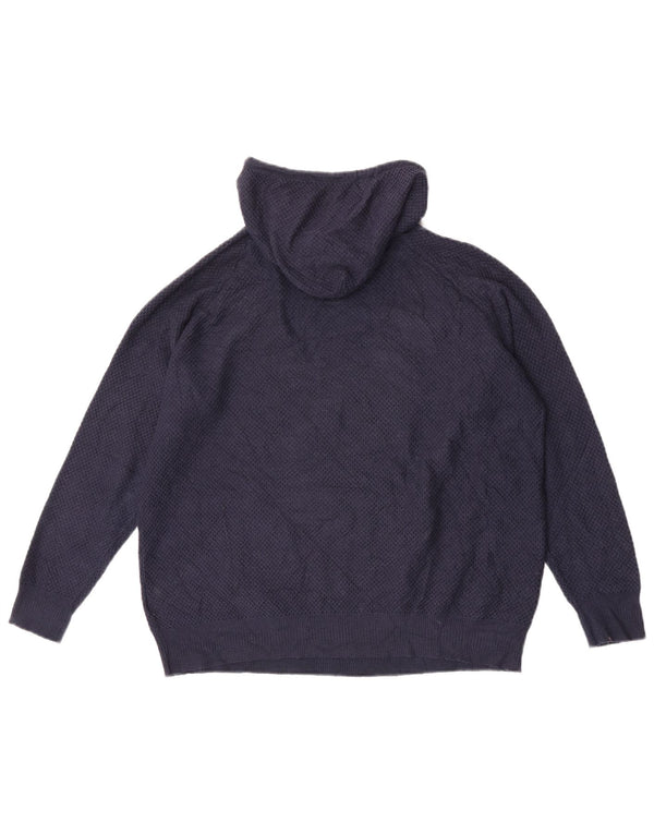 Marks & Spencer Womens Hooded Jumper Sweater UK 14 Medium Navy Blue Viscose