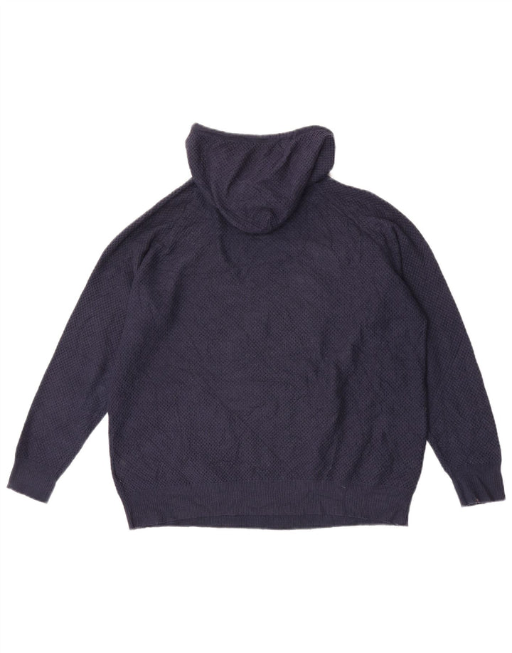 Marks & Spencer Womens Hooded Jumper Sweater UK 14 Medium Navy Blue Viscose