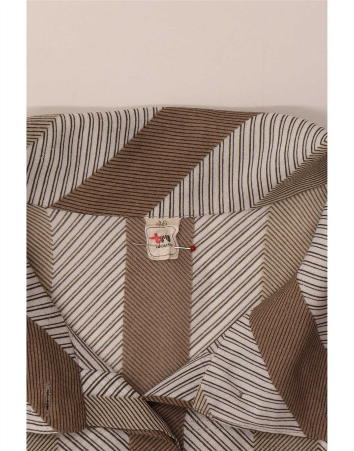 Tru Womens Pullover Shirt EU 46 XL Brown Striped Polyester