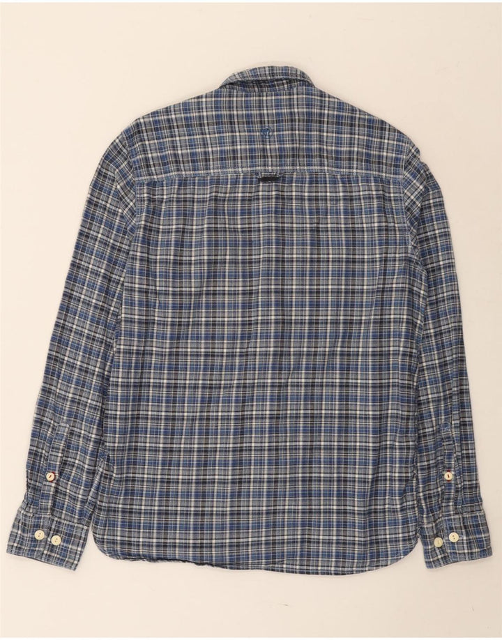FAT FACE Mens Classic Fit Flannel Shirt Small Blue Check Cotton
