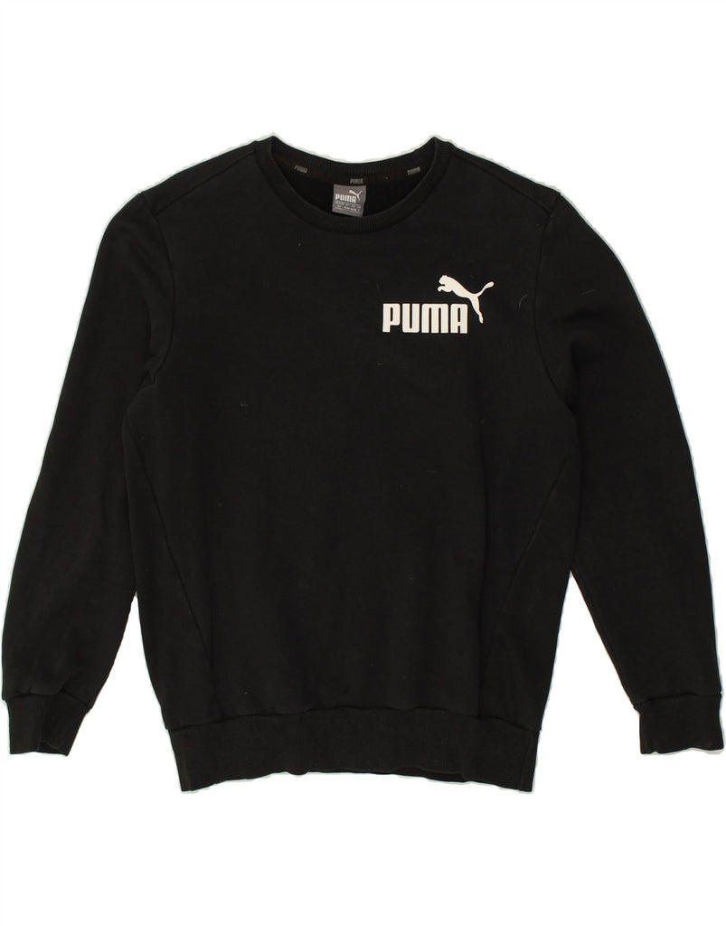 PUMA Mens Sweatshirt Jumper Small Black Cotton | Vintage Puma | Thrift | Second-Hand Puma | Used Clothing | Messina Hembry 