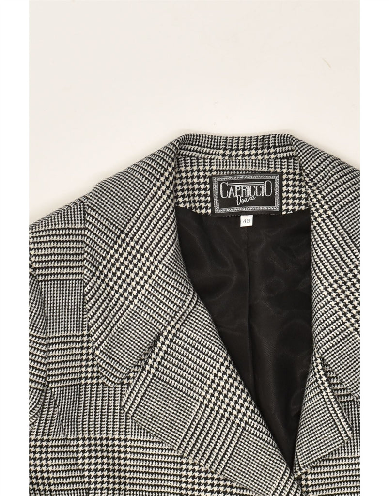 CAPRICIO Womens Double Breasted Blazer Jacket IT 48 XL Grey Houndstooth | Vintage Capricio | Thrift | Second-Hand Capricio | Used Clothing | Messina Hembry 