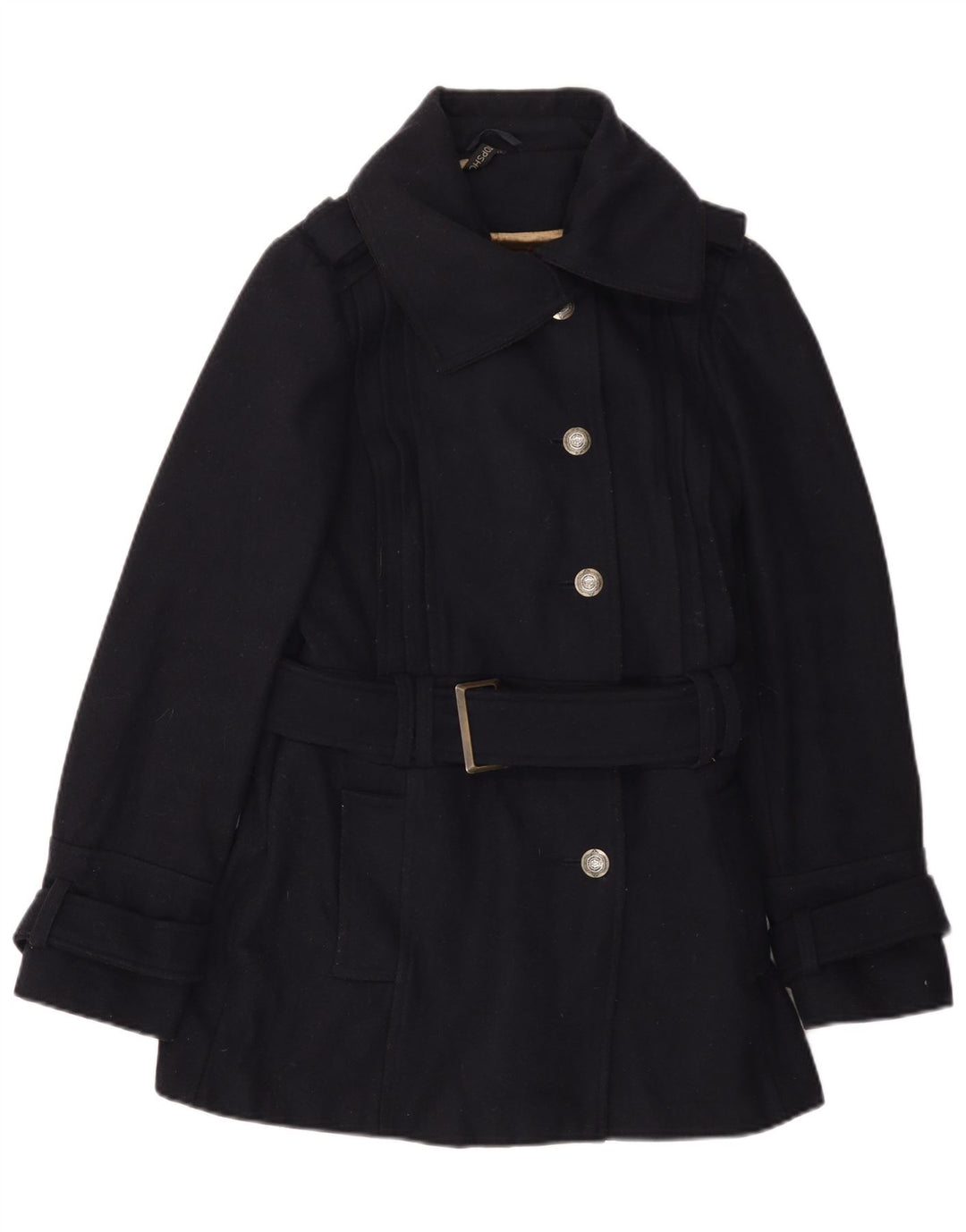 Topshop Womens Overcoat UK 14 Medium Navy Blue Wool