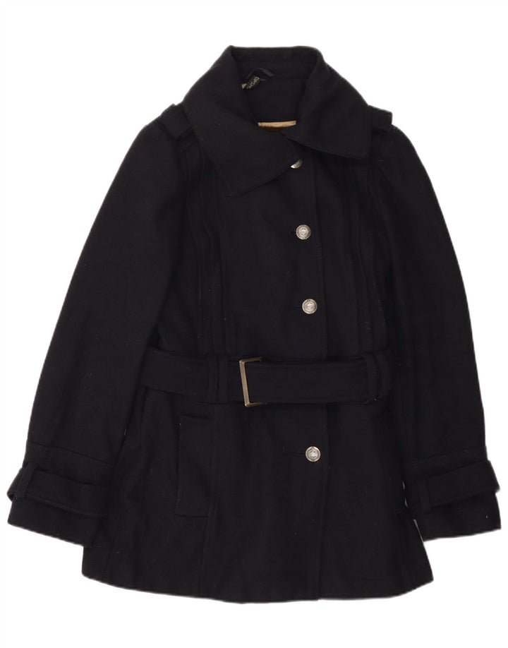 Topshop Womens Overcoat UK 14 Medium Navy Blue Wool