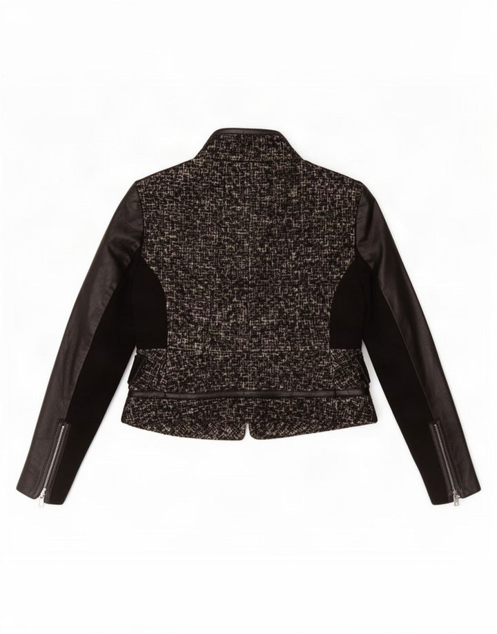 Zara Womens Full Zip Blazer Jacket UK 14 Large Black Wool