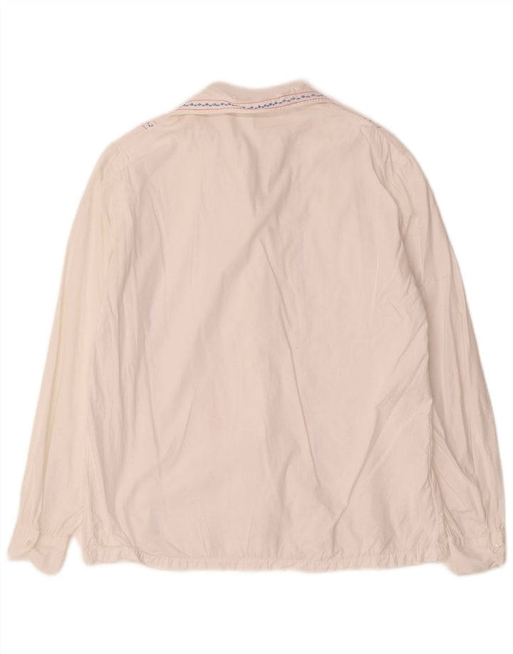 VINTAGE Womens Shirt Blouse UK 16 Large White Striped