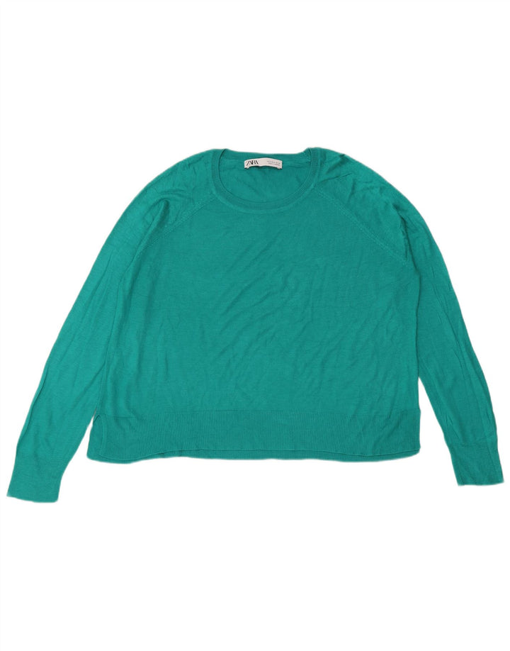 Zara Womens Oversized Boat Neck Jumper Sweater UK 10 Small Green