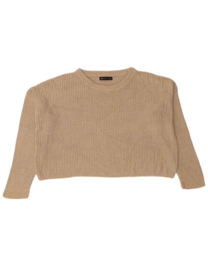 MARKS & SPENCER Womens Crew Neck Jumper Sweater UK 16 Large Beige