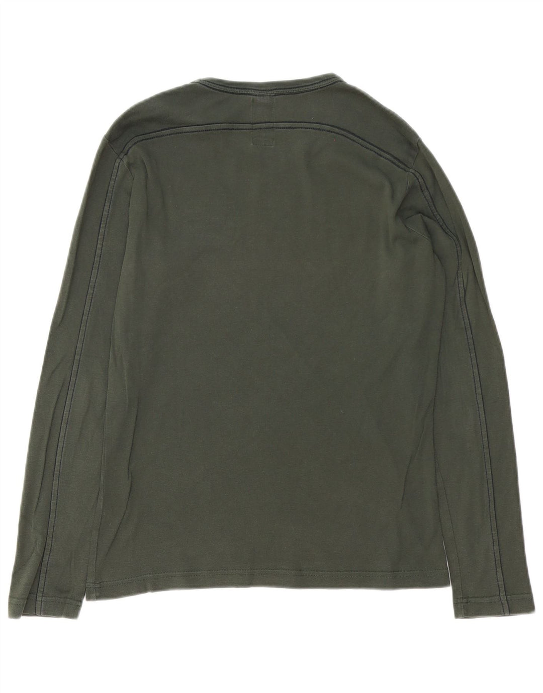 Gas Mens Graphic Top Long Sleeve Medium Khaki Cotton
