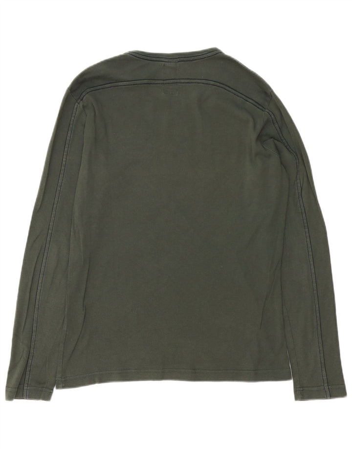 Gas Mens Graphic Top Long Sleeve Medium Khaki Cotton