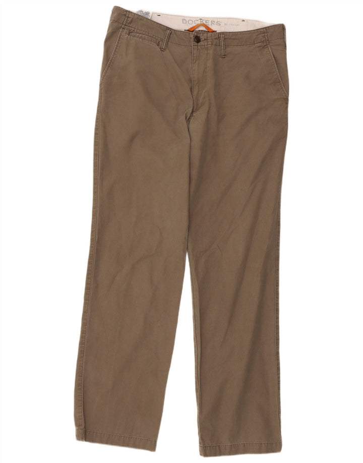 Dockers Mens Straight Chino Trousers W34 L34  Grey Cotton