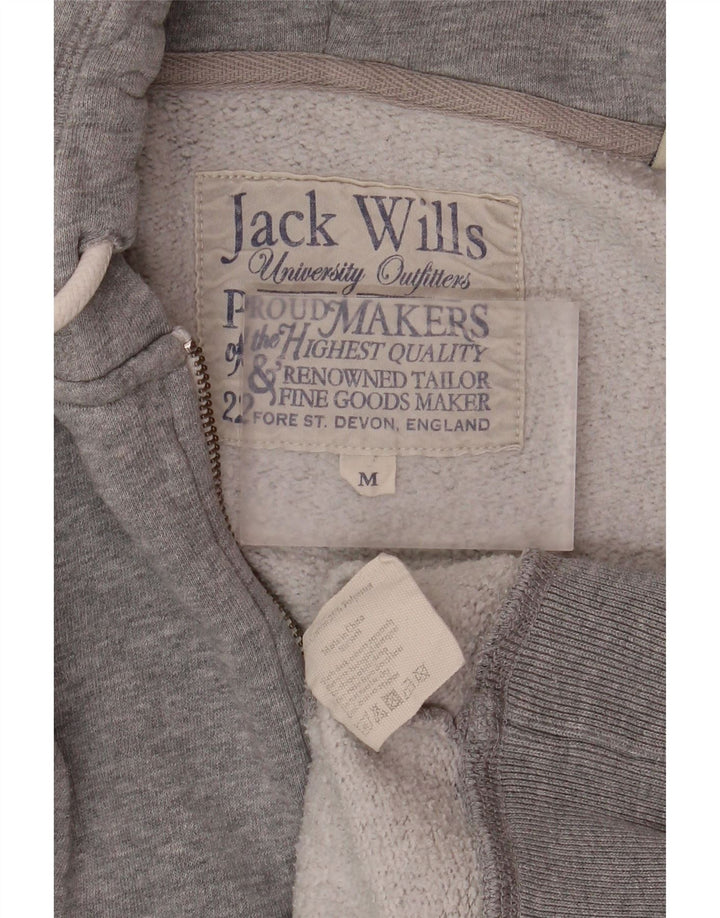 Jack Wills Mens Graphic Zip Hoodie Sweater Medium Grey Cotton