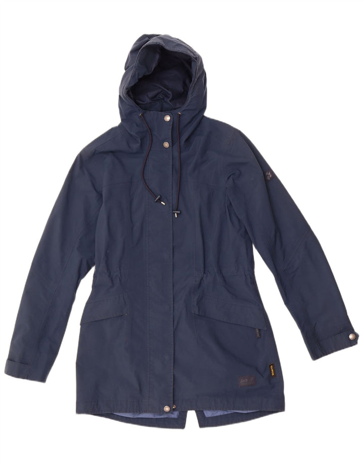 Jack Wolfskin Womens Hooded Windbreaker Jacket UK 8/10 Small Navy Blue