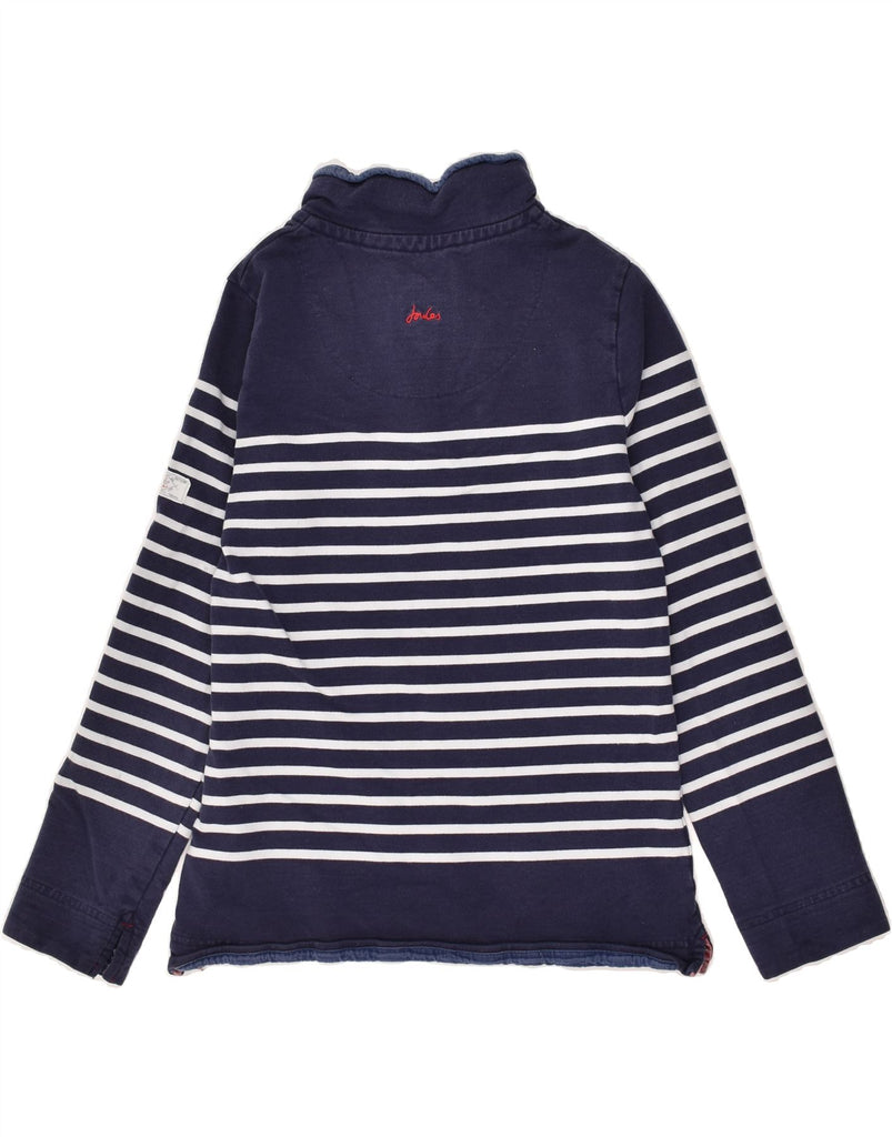 JOULES Womens Button Neck Sweatshirt Jumper UK 12 Medium Navy Blue Striped | Vintage Joules | Thrift | Second-Hand Joules | Used Clothing | Messina Hembry 